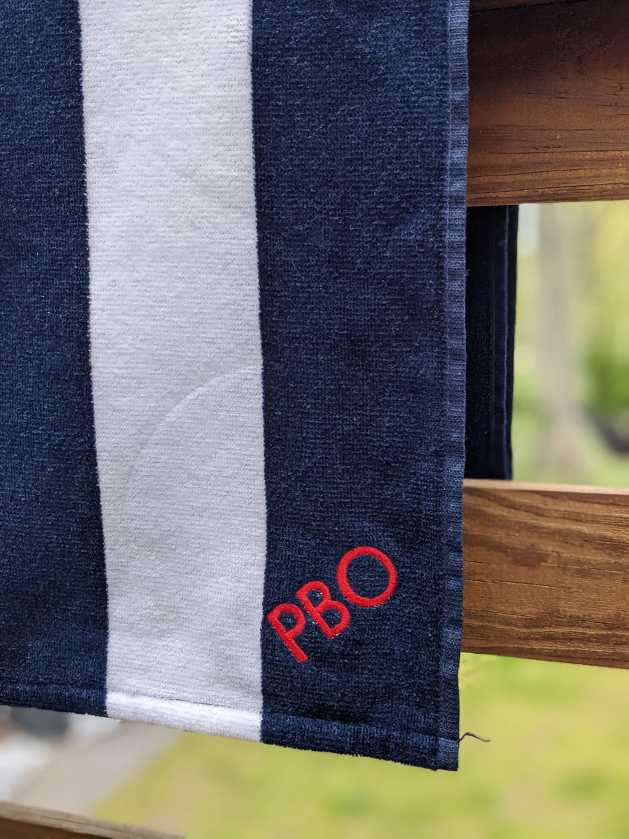 Cabana Stripe Beach Towel Personalized Plum Beach Club